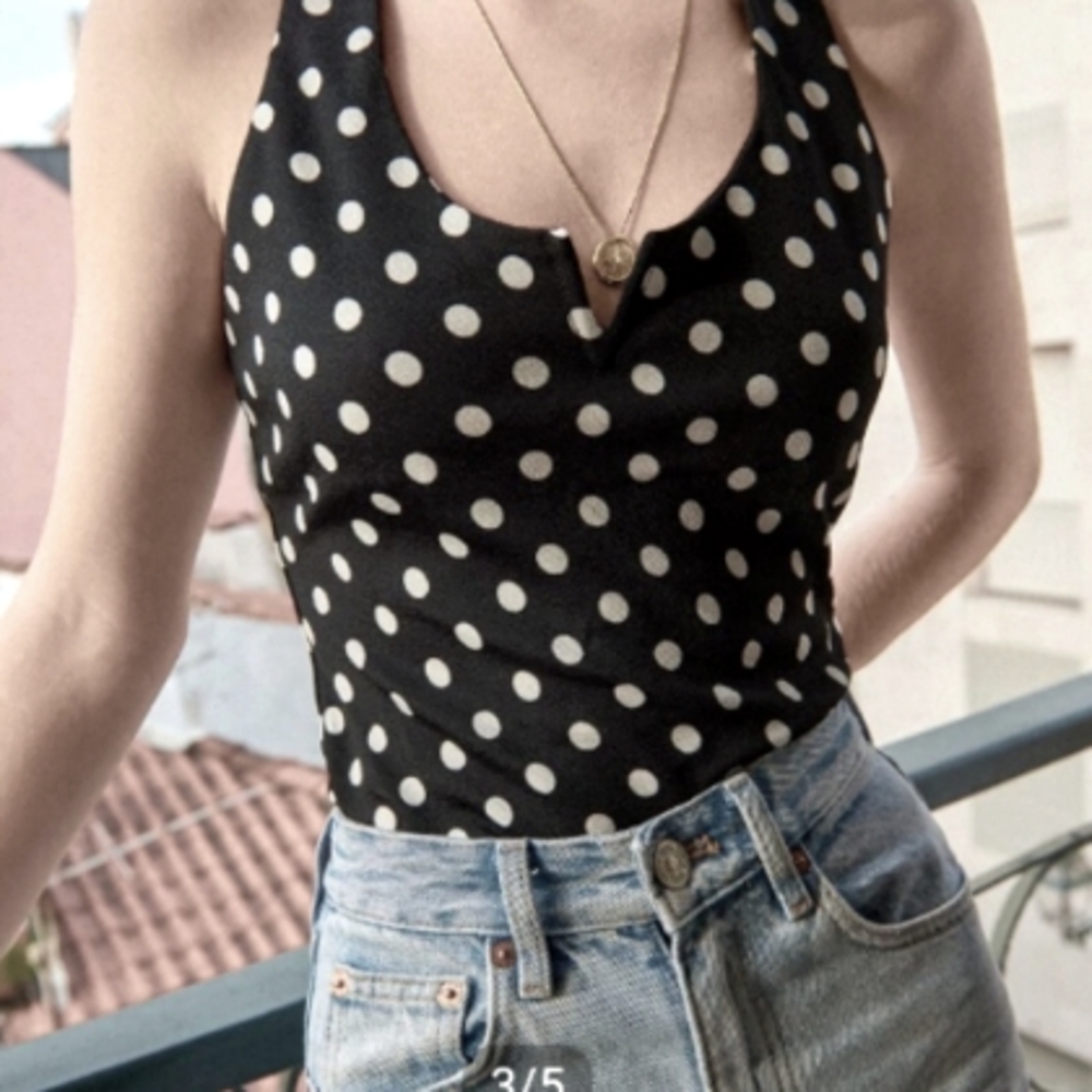Goth ,Emo  🍒 Pinup crisscross Polka Dot Top